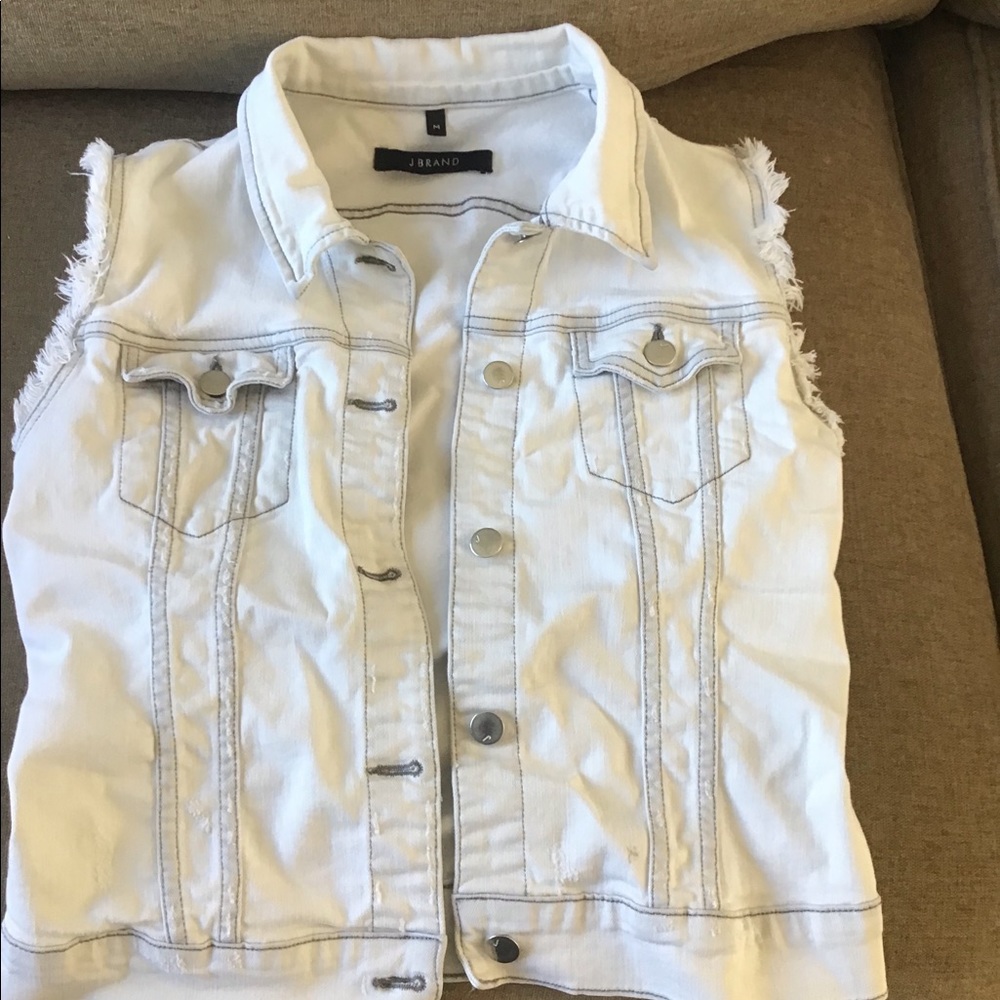 J Brand white jean vest